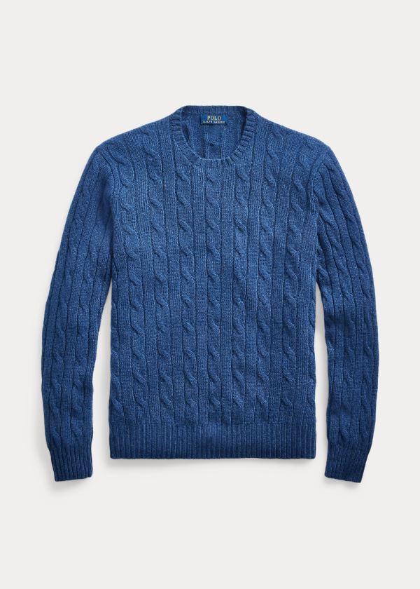 Polo Ralph Lauren Cable-Knit Cashmere Striktrøje Herre Danmark (LNGRM5619)